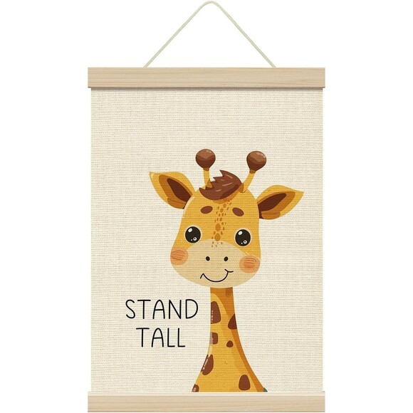 suhvud Other - Cute Giraffe Wall Art Canvas Framed Nursery Bedroom Decor 12x16 Stand Tall Sign